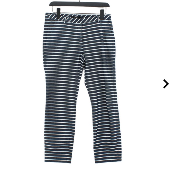 Weekend MaxMara slim cigarette blue and white striped pant - Picture 3 of 6